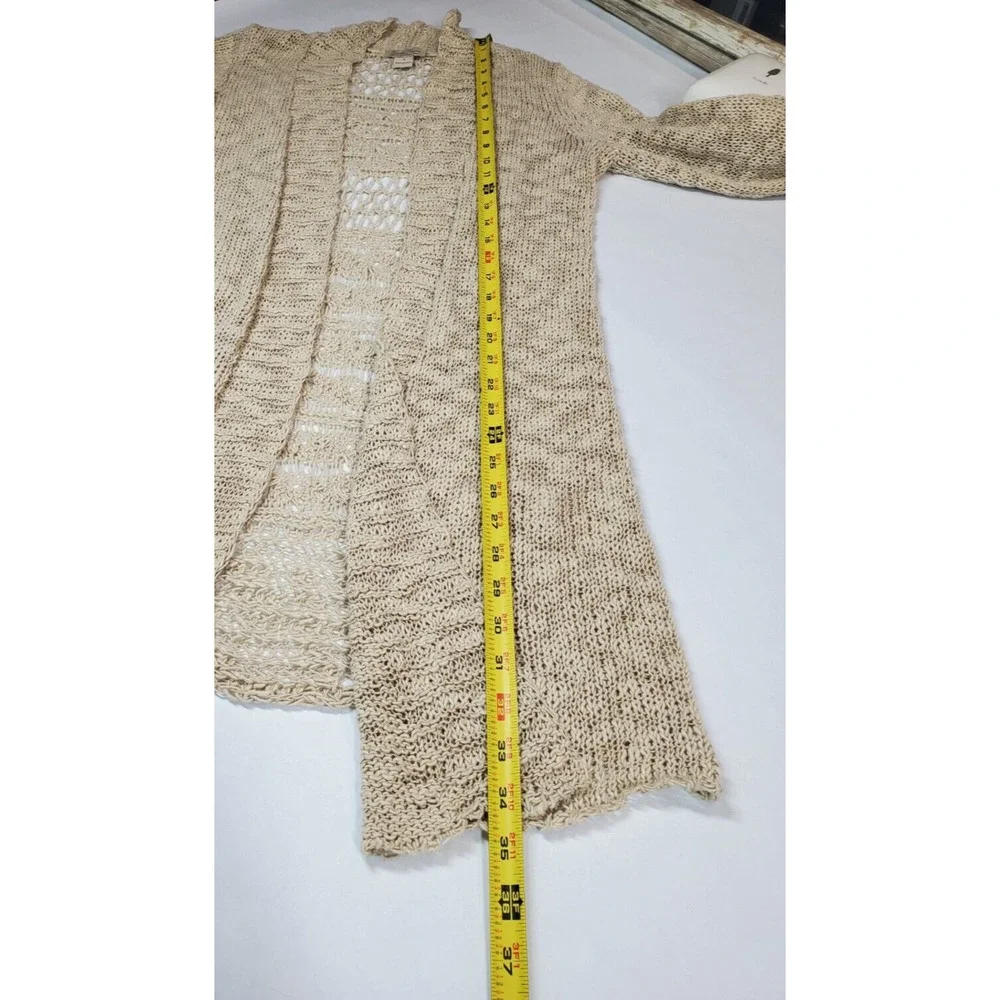 LUCKY BRAND Womens Small Open Front Cardigan Sweater Ivory Crochet Bohemian Boho - Picture 9 of 9